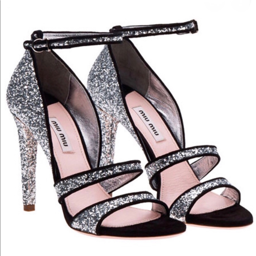 Miu Miu Glitter Sandals 8